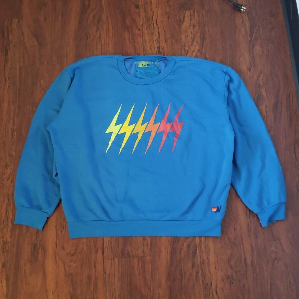 Aviator Nation Blue Lightning Size L Edgy Streetwear Trendy Retro Athleisure